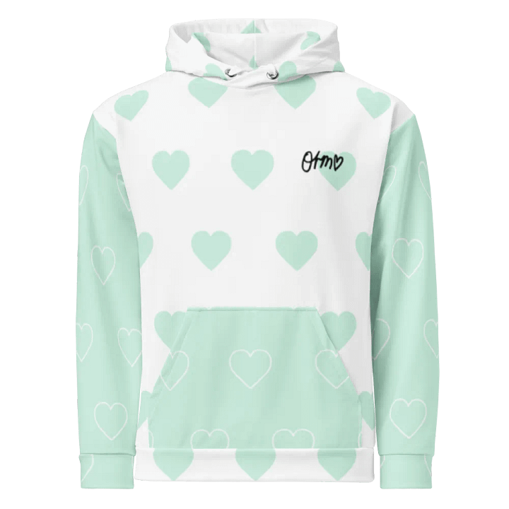 Orm Kornnaphat Heart Design Unisex Hoodie (White & Blue) product image (1)