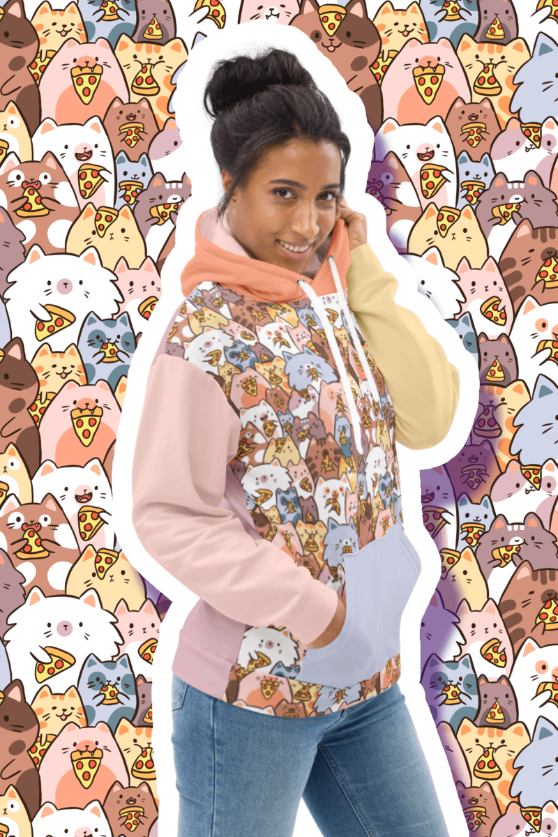 Whimsical Cat Pizza Party All-Over Hoodie product image (1)