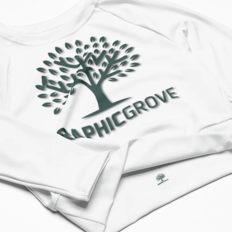 Graphic Grove Recycled Long Sleeve Crop Top - Sustainable White Top with Nature-Inspired Tree Graphic product image (5)