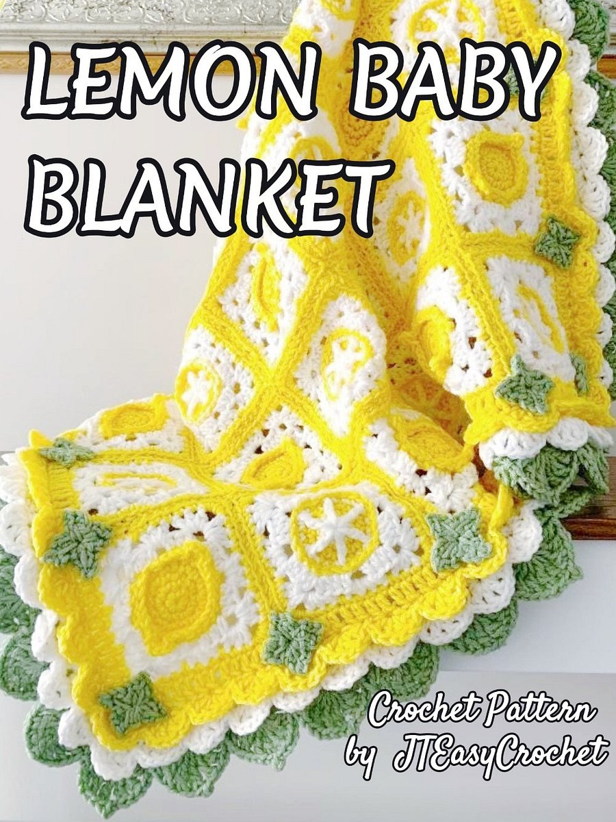 Lemon Blanket Crochet Pattern, Fruit Granny Square and Edging, PDF Instant Download product image (11)