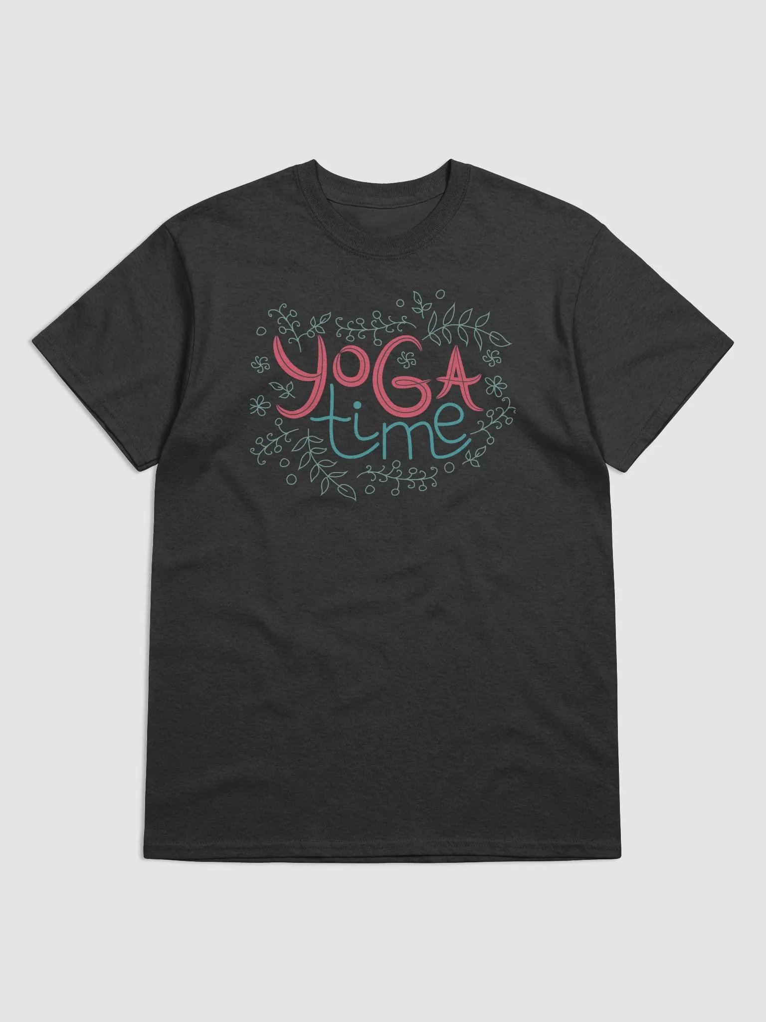 Yoga Time Casual T-Shirt - Floral Script Design product image (1)
