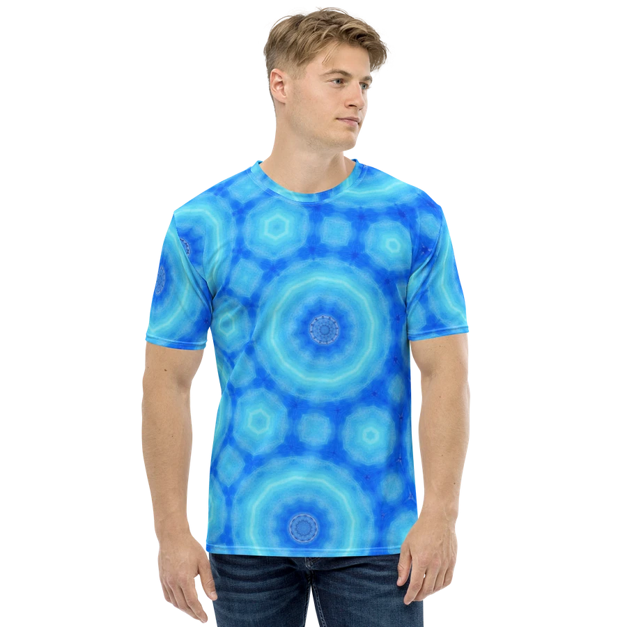 Abstract Circular Pattern in Blues Men's Crew Neck T Shirt product image (1)