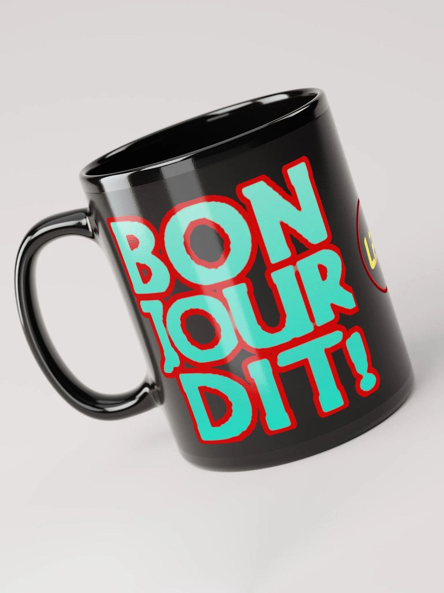 Mug Noir brillant Emote Bonjour + logo product image (3)