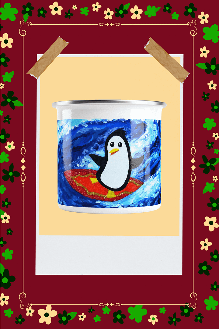 Surfing Penguin Enamel Mug product image (1)