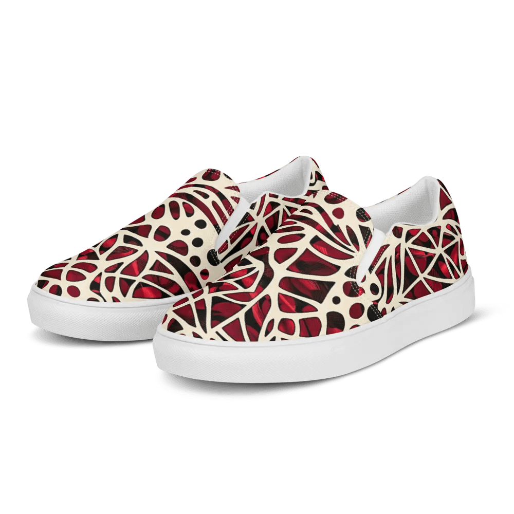 Women's Crimson Canvas Art Painted Slip-On Shoes product image (3)