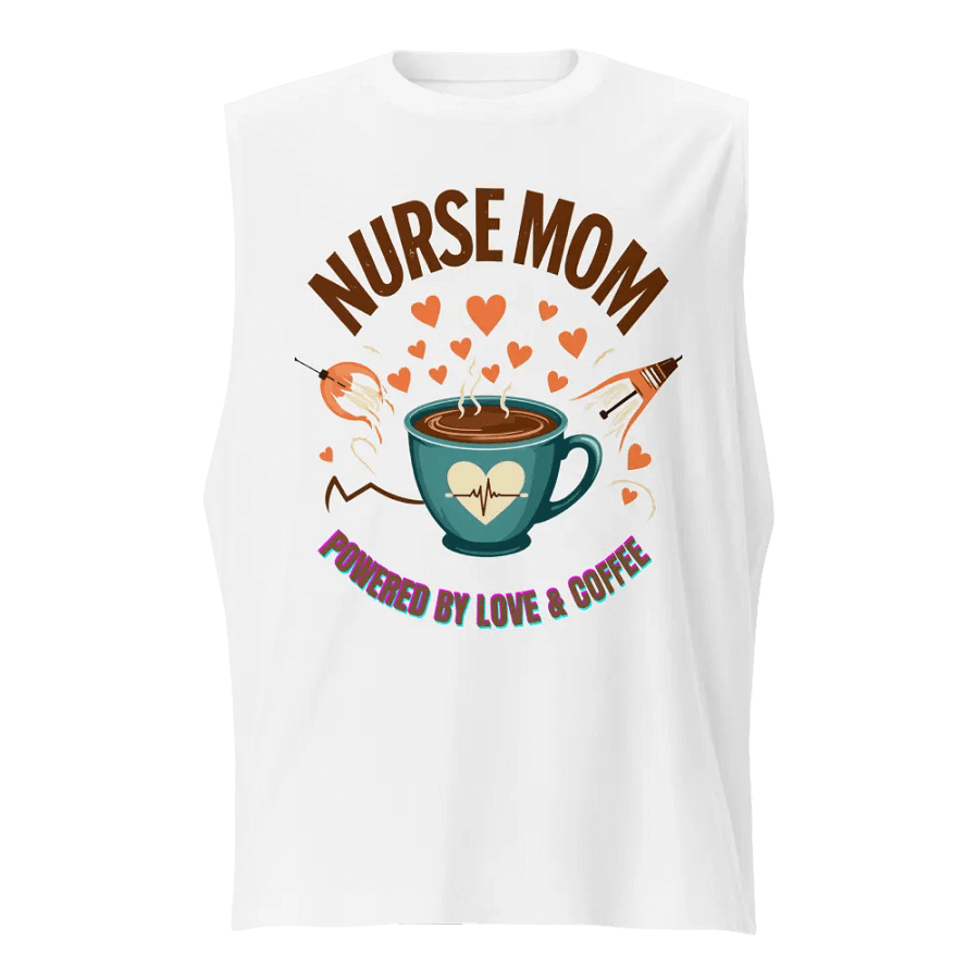 Heartbeat Nurse Mom, powered by coffee Muscle Tank product image (1)