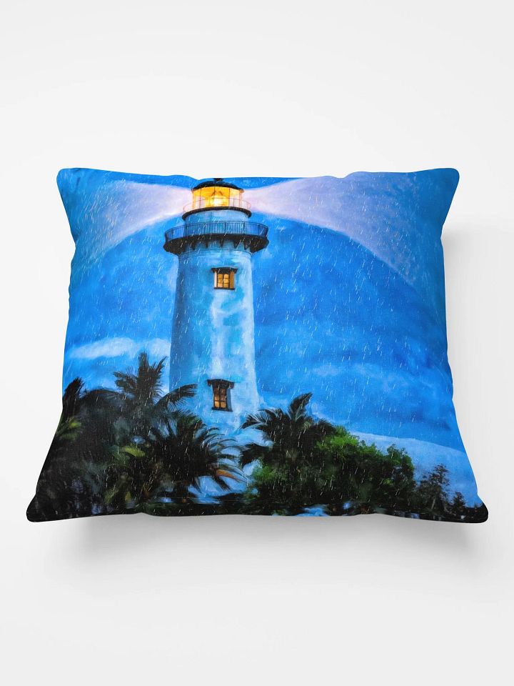St Simons Island Lighthouse At Night – Georgia Throw Pillow product image (2)