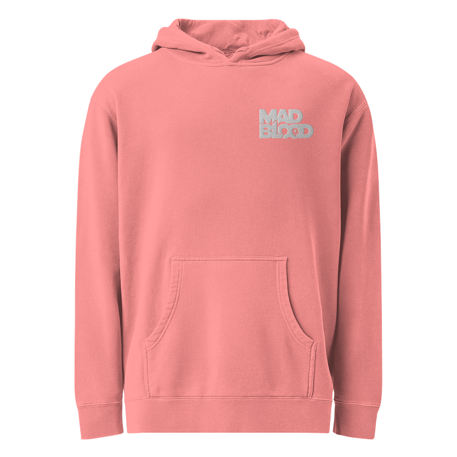 Mad Blood Simple Logo Pigment Dyed Hoodie (Stitched Logo) product image (1)