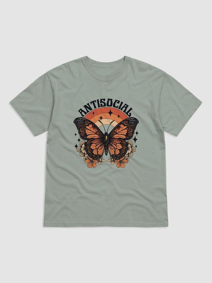 Antisocial Butterfly Vintage-Style T-Shirt | Cute Retro-Style Butterfly and Flowers T-Shirt for Introverts product image (2)