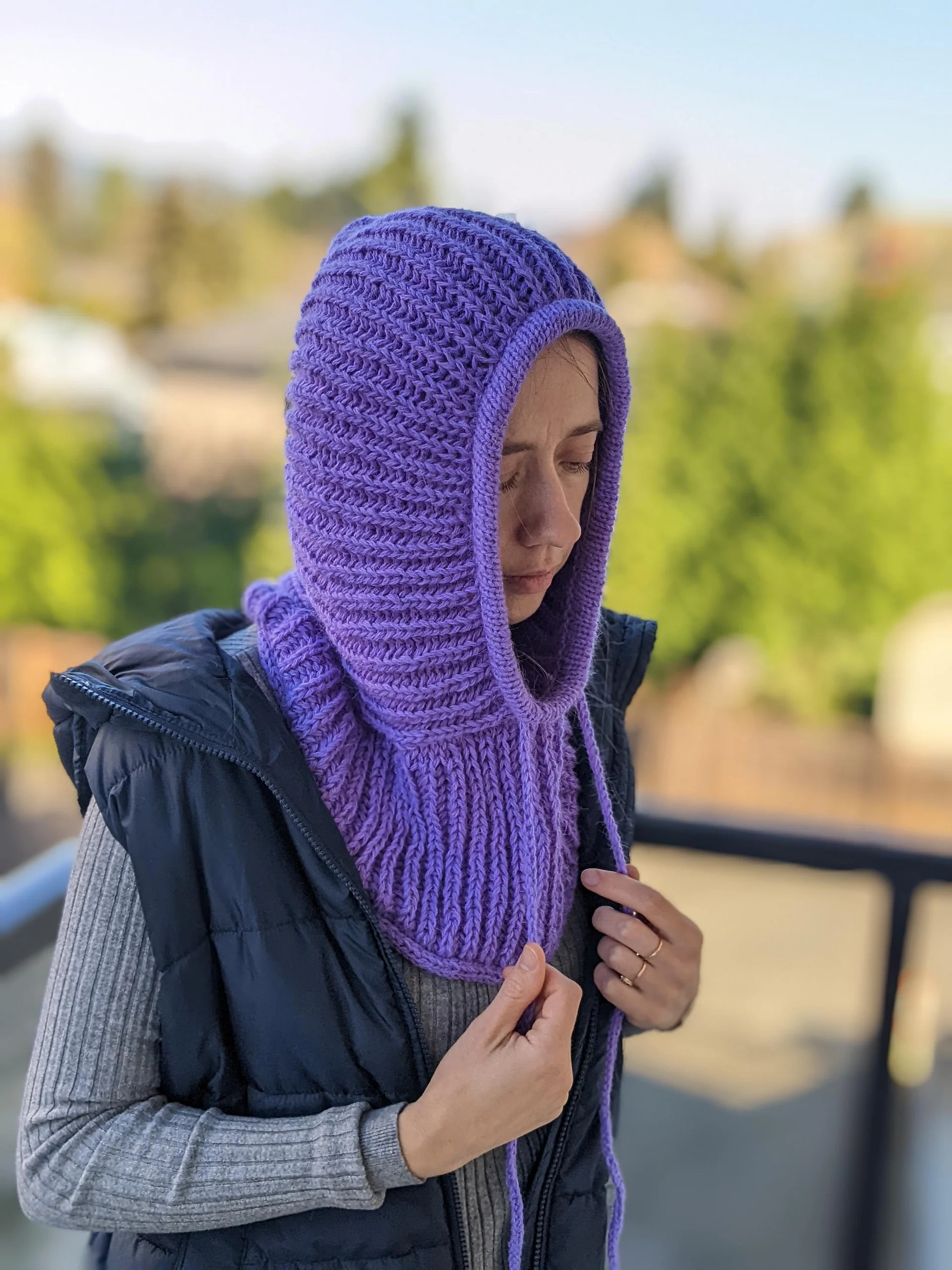 Knit Ribbed Hooded Cowl Pattern product image (4)