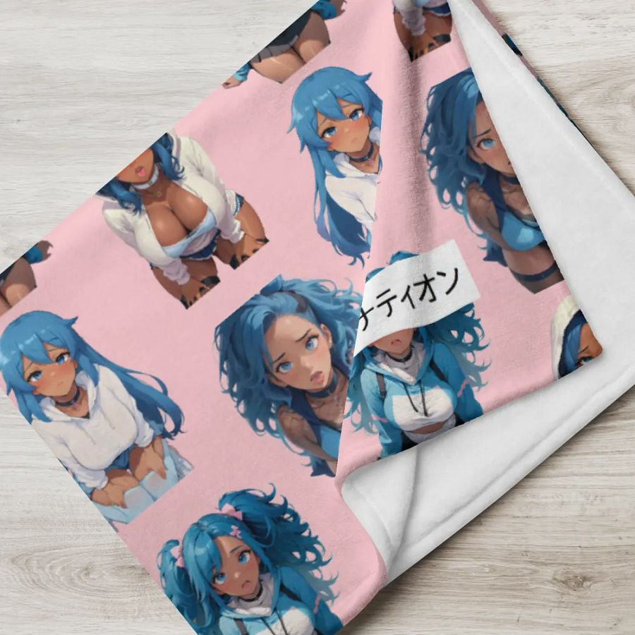 Blue-haired Anime Girl Throw Blanket product image (1)