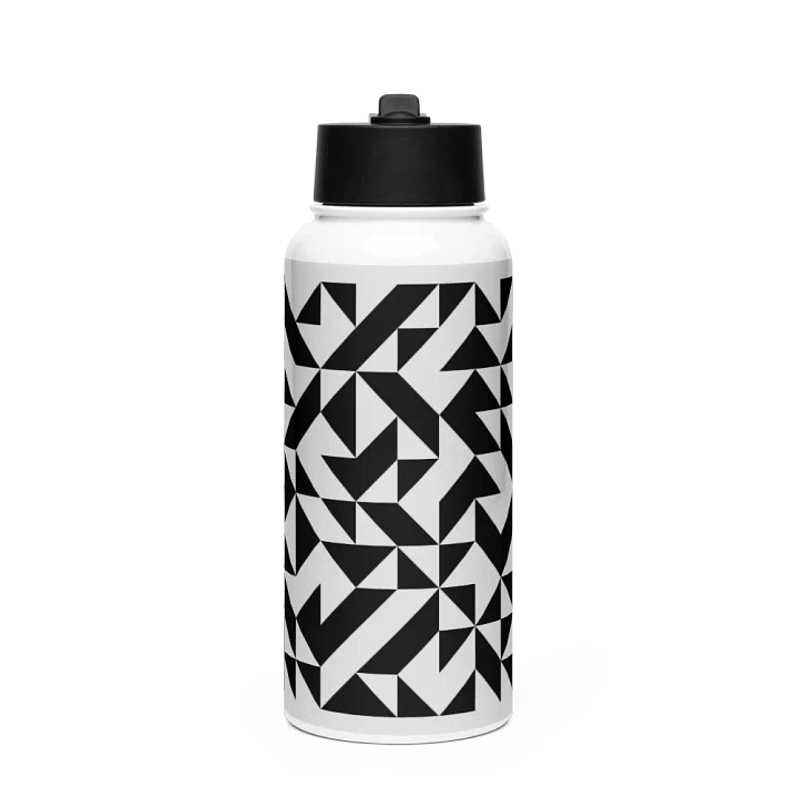 Abstract Geometric Monochrome Stainless Steel Bottle product image (1)