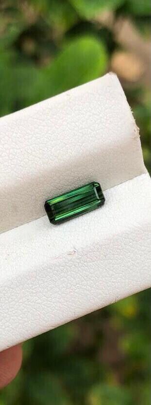 GREEN TOURMALINE FOR WIRE WRAPPING STONE FOR RING & GIFT, EMERALD CUT, 1.10 CRT product image (6)