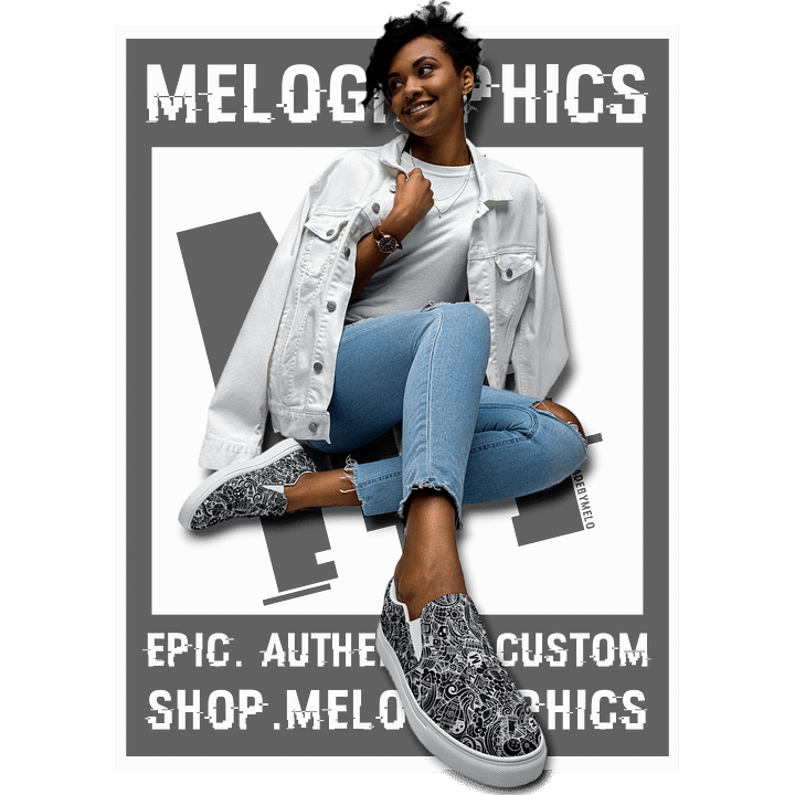 Dark Space Scribble - Women's Slip-ons | #MadeByMELO product image (1)