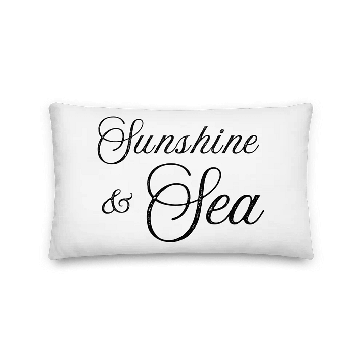 Coastal Chic - Sunshine & Sea White Premium Pillow - Maritimes Kissen mit Text product image (1)