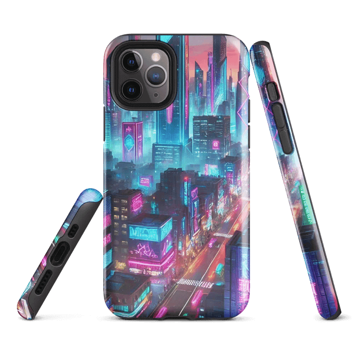 Neon Metropolis iPhone Tough Case - Futuristic Cityscape Design product image (1)
