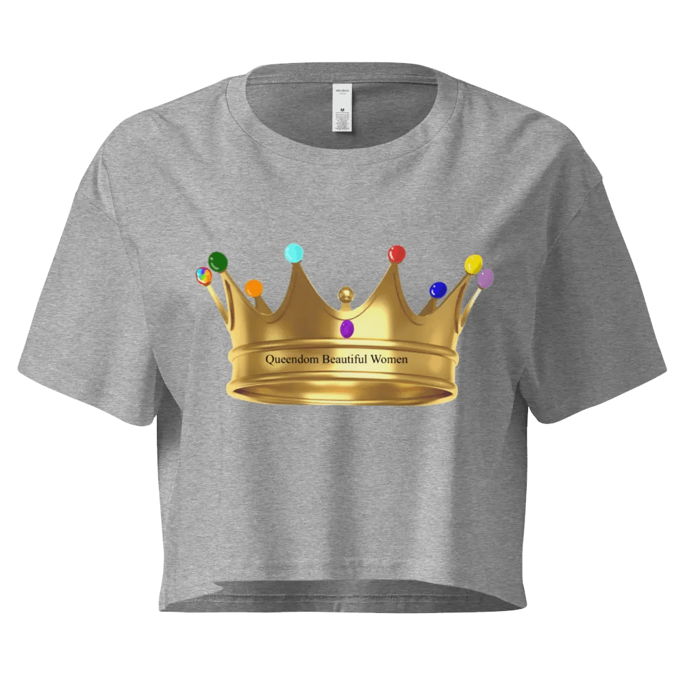 Queendom Beautiful Women Gemstone Crown Crop Tee/ Gray(TM) product image (1)
