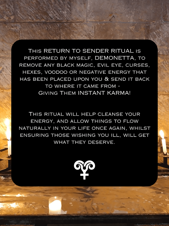 RETURN TO SENDER Ritual (Done in 24hrs!) to Remove Evil Eye, Curses, Negative Energy & Give Them Instant Karma! Energy Protection Ritual. product image (2)