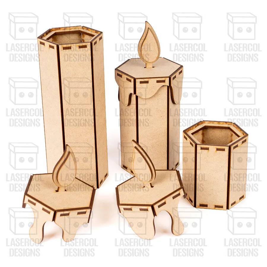 Christmas Candle Shaped Box (Three Sizes) - Laser Cut Files product image (7)