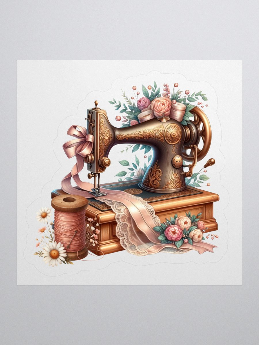 Vintage Sewing Machine Floral Kiss Cut Stickers product image (1)