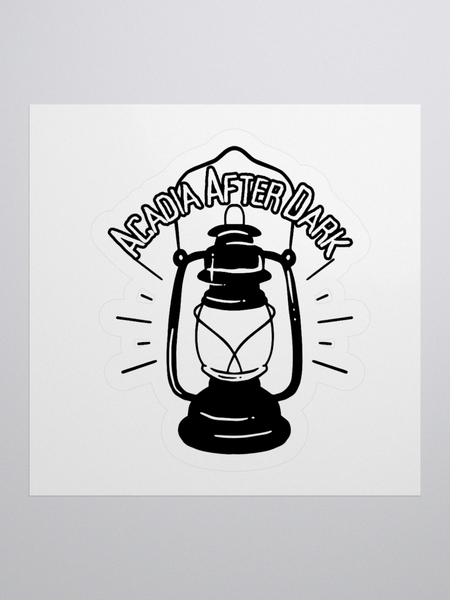 Acadia After Dark Lantern Sticker Old School Black & White product image (1)