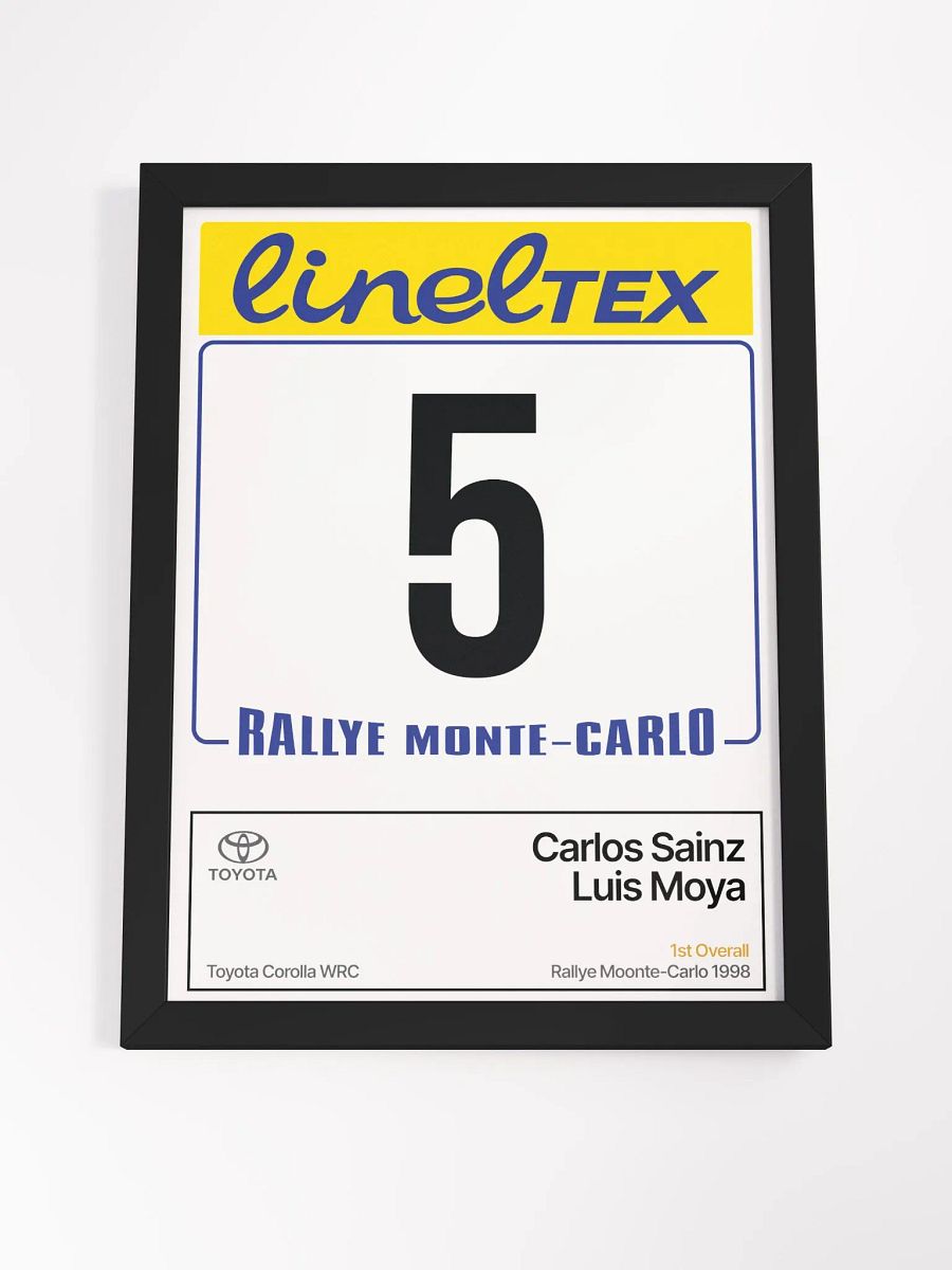 Framed A3 Print / Carlos Sainz / 1998 Rallye Monte-Carlo Number 5 product image (4)