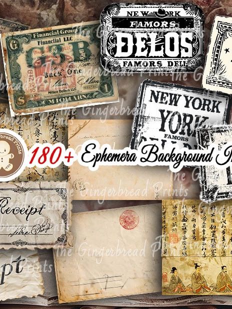 160 Vintage Ephemera Background Booklet Digital download only product image (5)