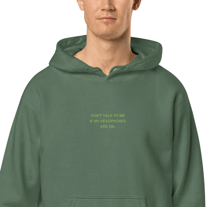 HEADPHONES ON (light green) embroidered pigment hoodie product image (2)