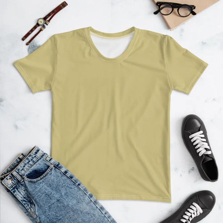 Plain Medium Yellow Soft Summer Women's Crewneck Polyester Heavyweight Premium T-Shirt by Treasure Pie product image (1)