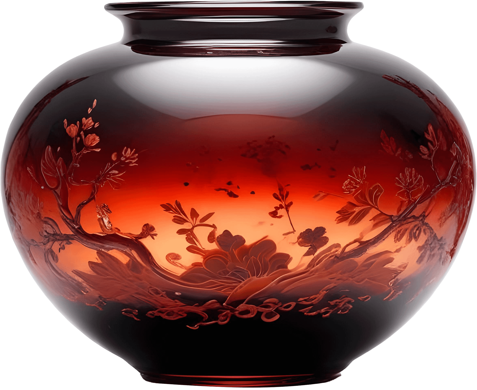 Chinese Glass Vase – Crimson Sunset Elegance PNG product image (1)