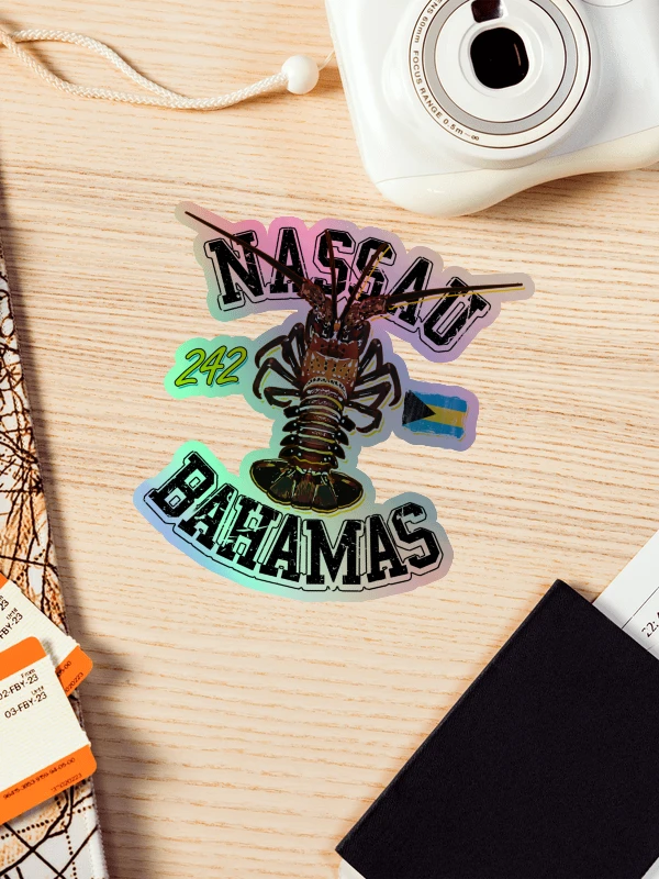 Nassau Bahamas Sticker Holographic : Spiny Lobster : Bahamas Flag : 242 product image (1)