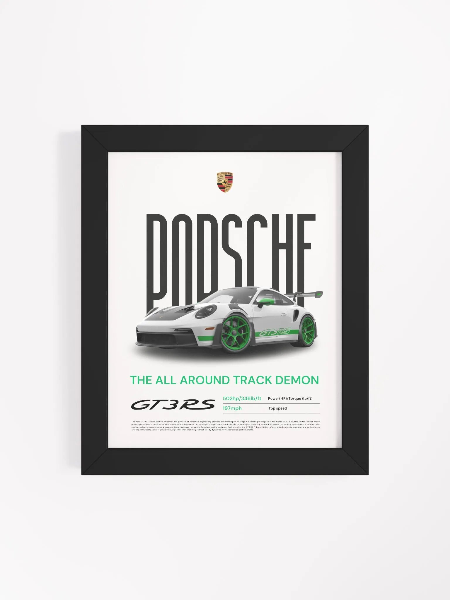 PORSCHE GT3RS TRIBUTE FRAMED POSTER product image (4)