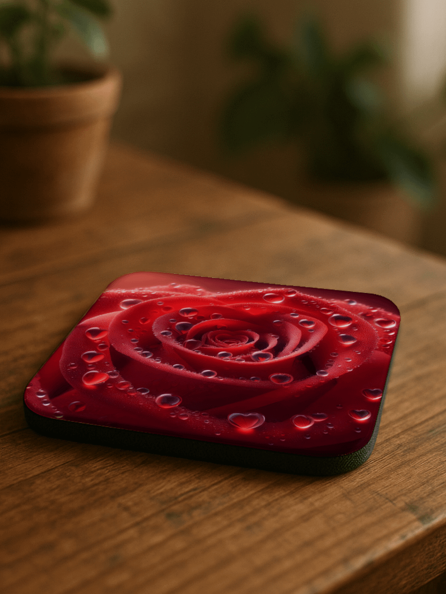 Red Rose Cork Coaster product image (1)