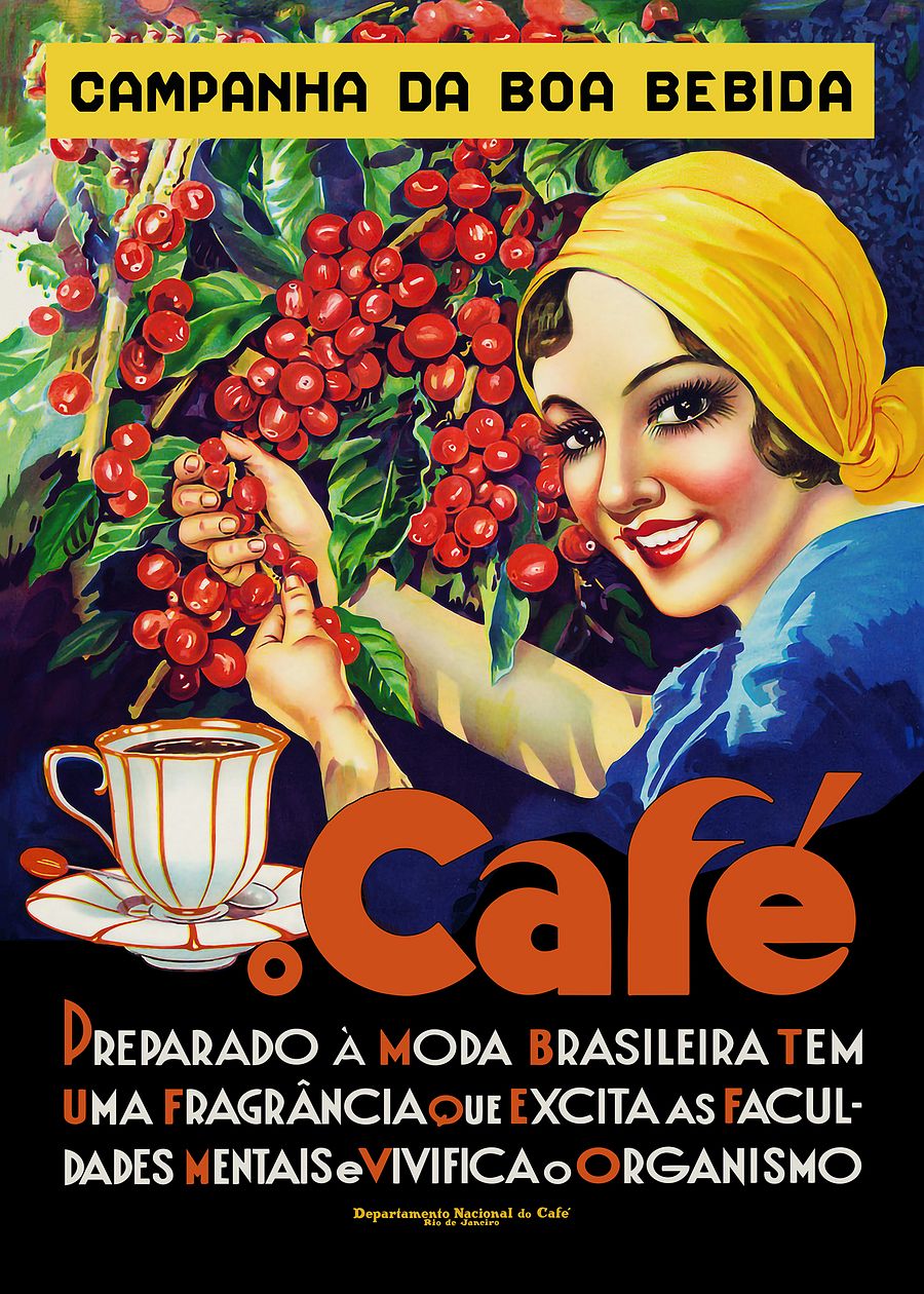 Coffee retro vintage poster, Campanha Da Boa Bebida, 1950s (Brazilian coffee) — coffee vintage poster, coffee print, retro kitchen print product image (3)