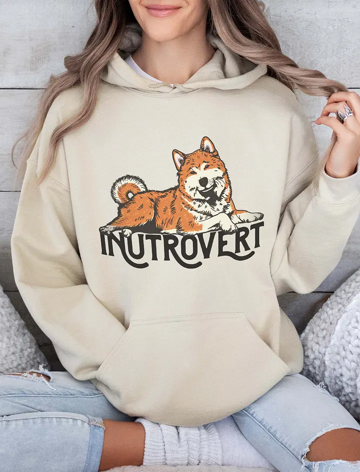 Inutrovert Hooded Sweatshirt of an Akita Inu (Red) | Funny Hoodie for Akita Paw-rents product image (18)