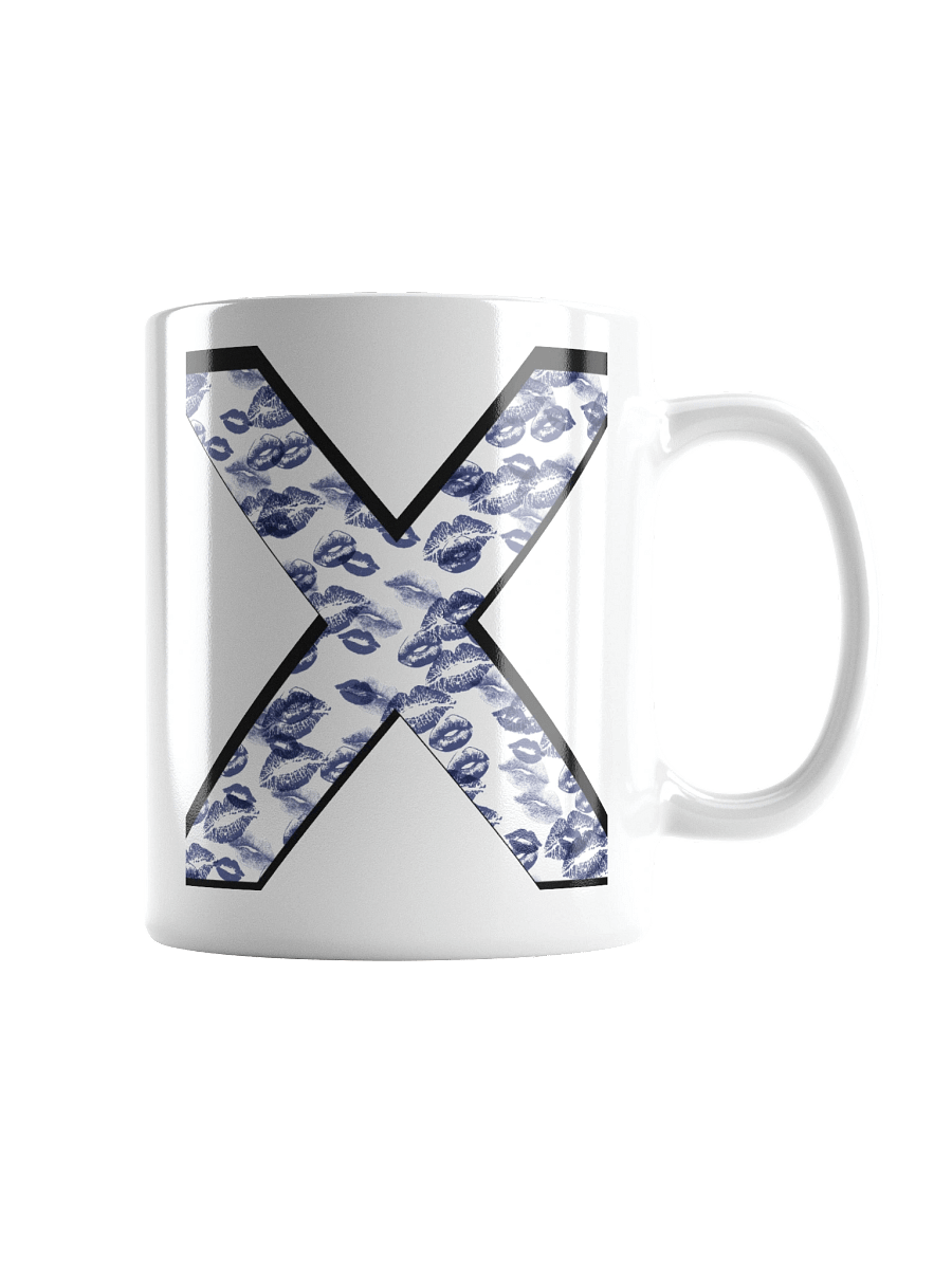 White X Dark Blue Lipstick Kisses | Glossy White Mug product image (1)