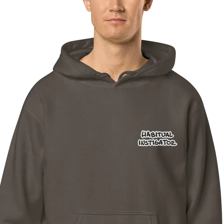 Habitual Instigator (L.C. bubble design) embroidered pigment hoodie product image (1)