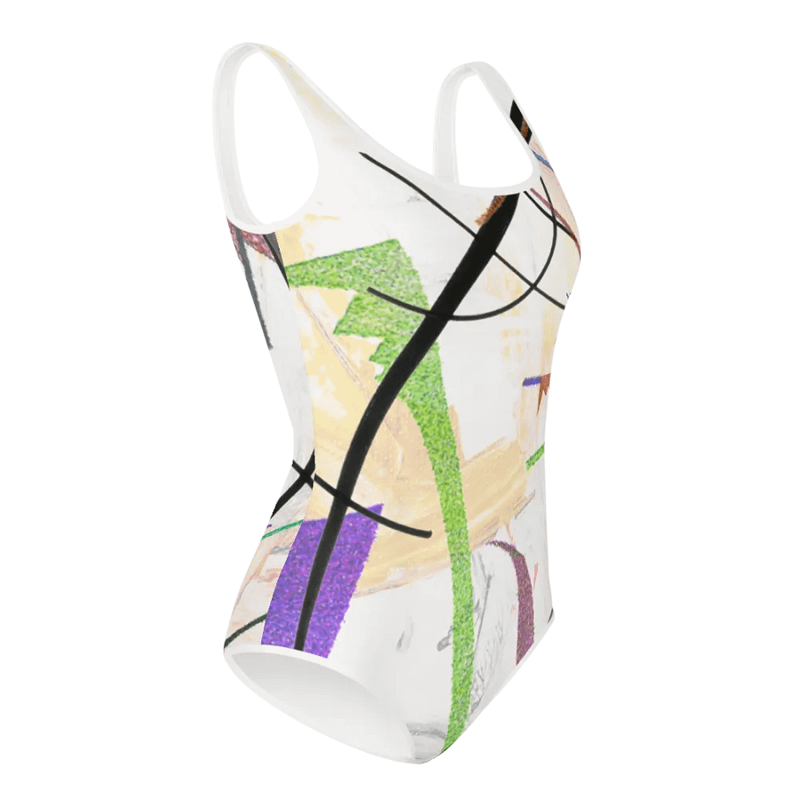Abstract Lithographic Pattern Design Youth One Piece Swimsuit - V1 product image (3)