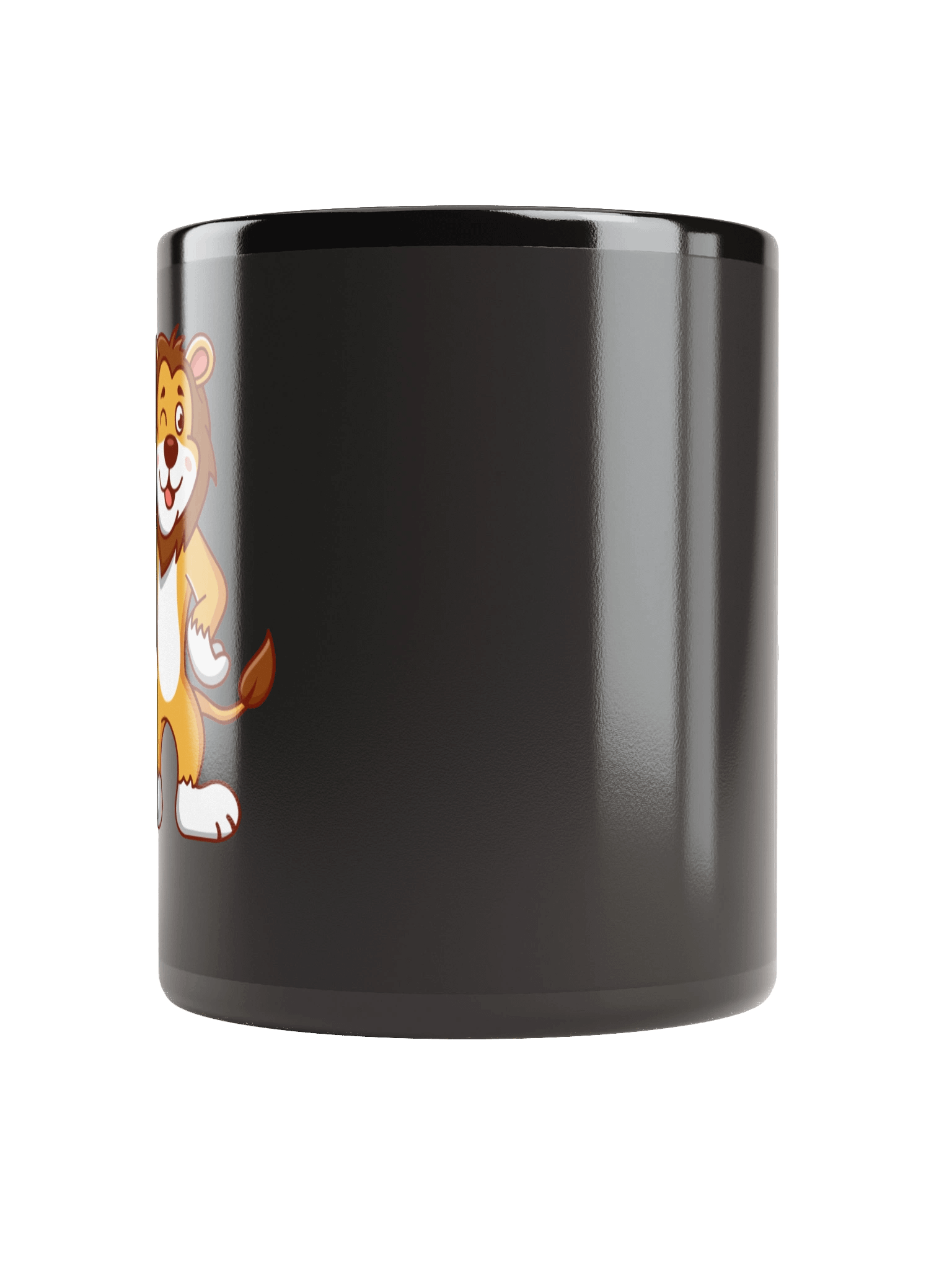 Cute Cartoon Lion Winking Black Coffee Mug product image (6)