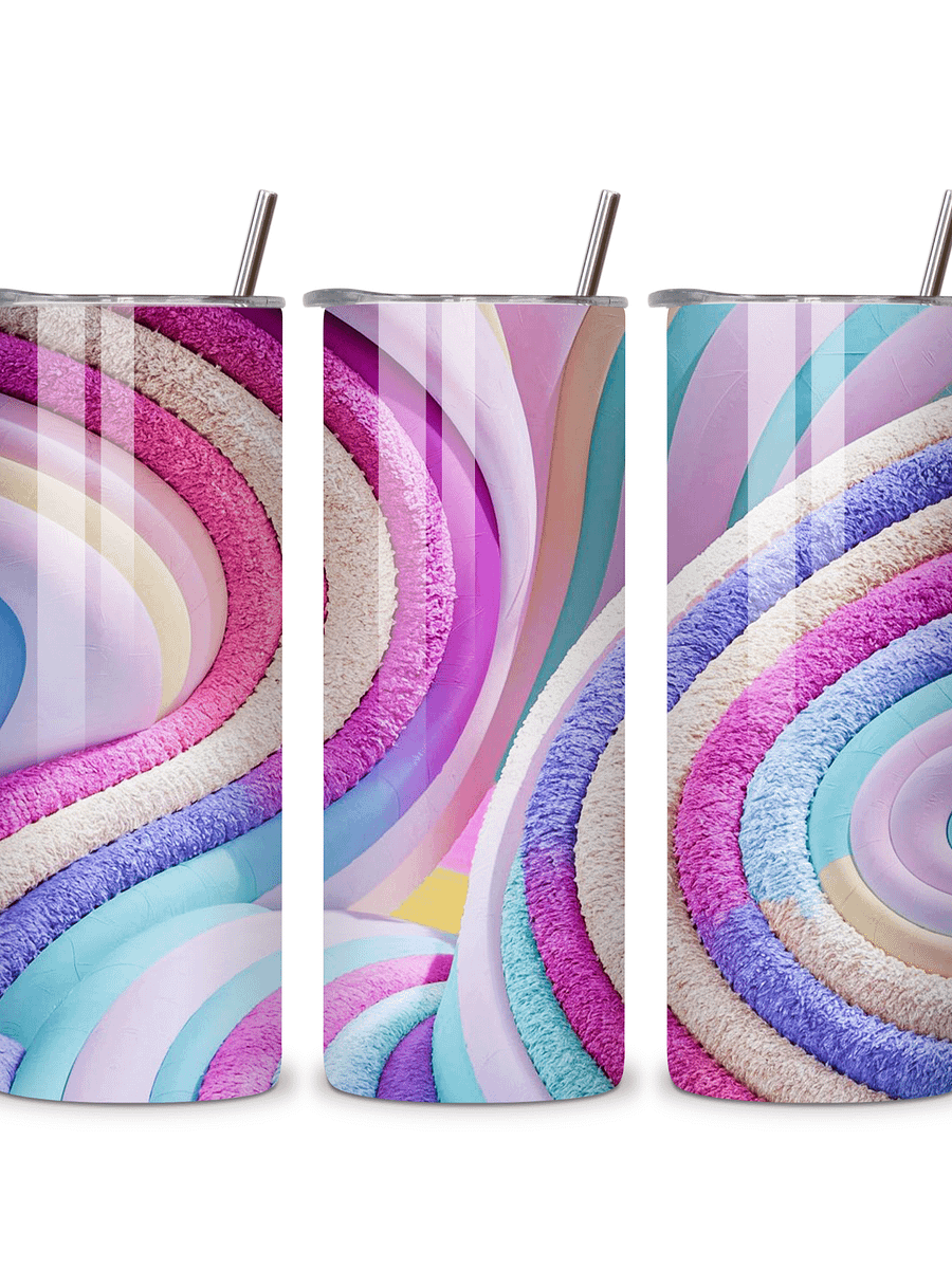 Pastel Swirl 20oz Skinny Tumbler with Metal Straw – Vibrant Abstract Rainbow Design – Double-Walled Insulated Stainless Steel Tumbler for Hot & Cold Drinks, Gift for Color Lovers product image (4)