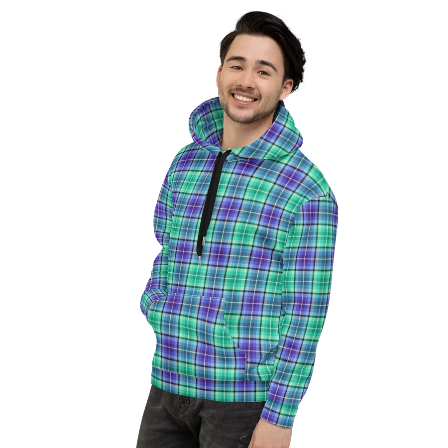 Bright Green and Purple Plaid Hoodie product image (4)