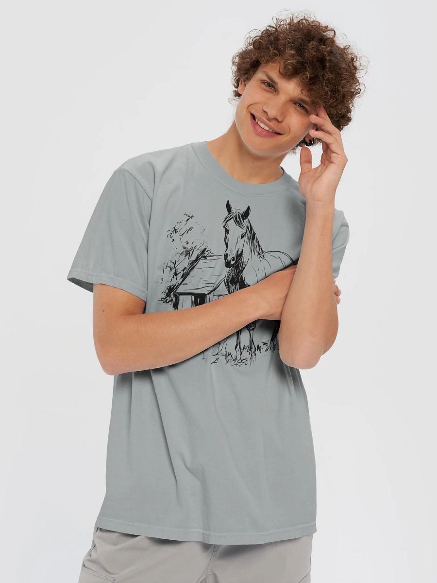 Pasture Morning – Horse & Barn Line Art Tee product image (3)