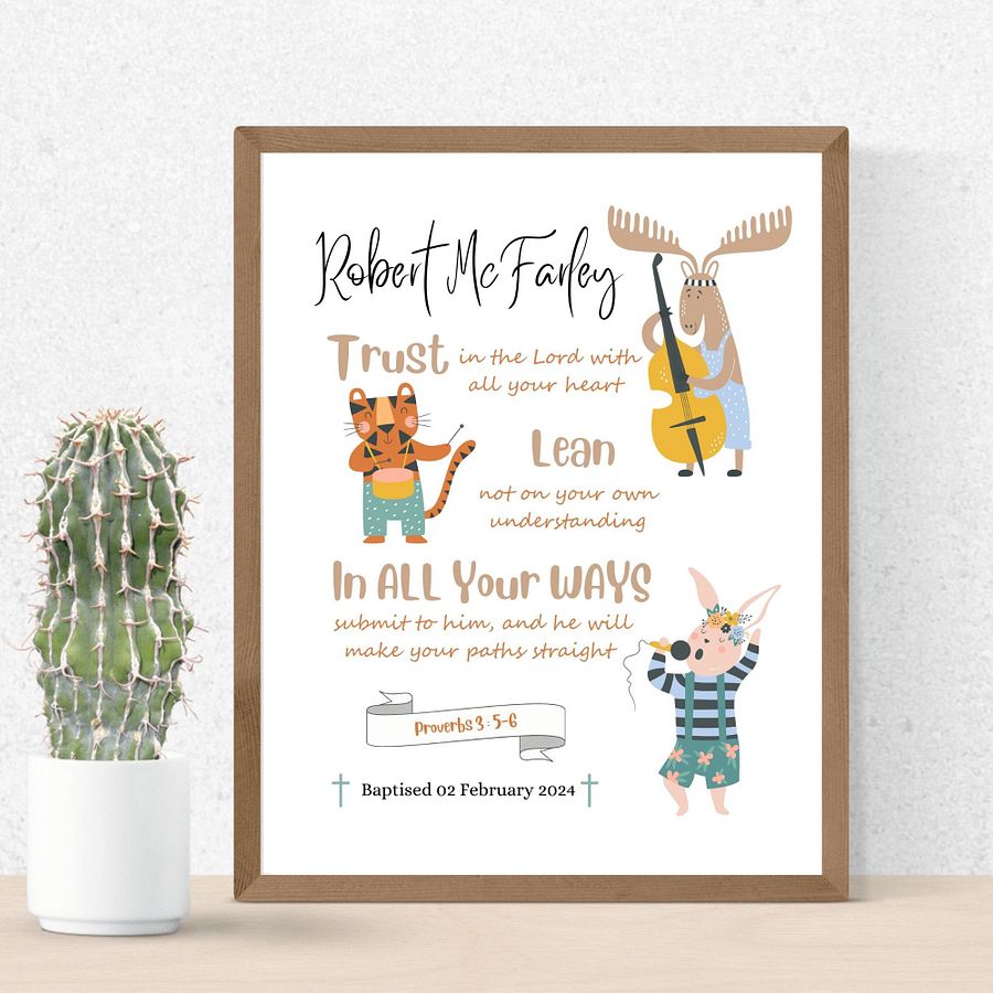 Funny Animals With Musical Instruments Baptism Canva Template product image (2)