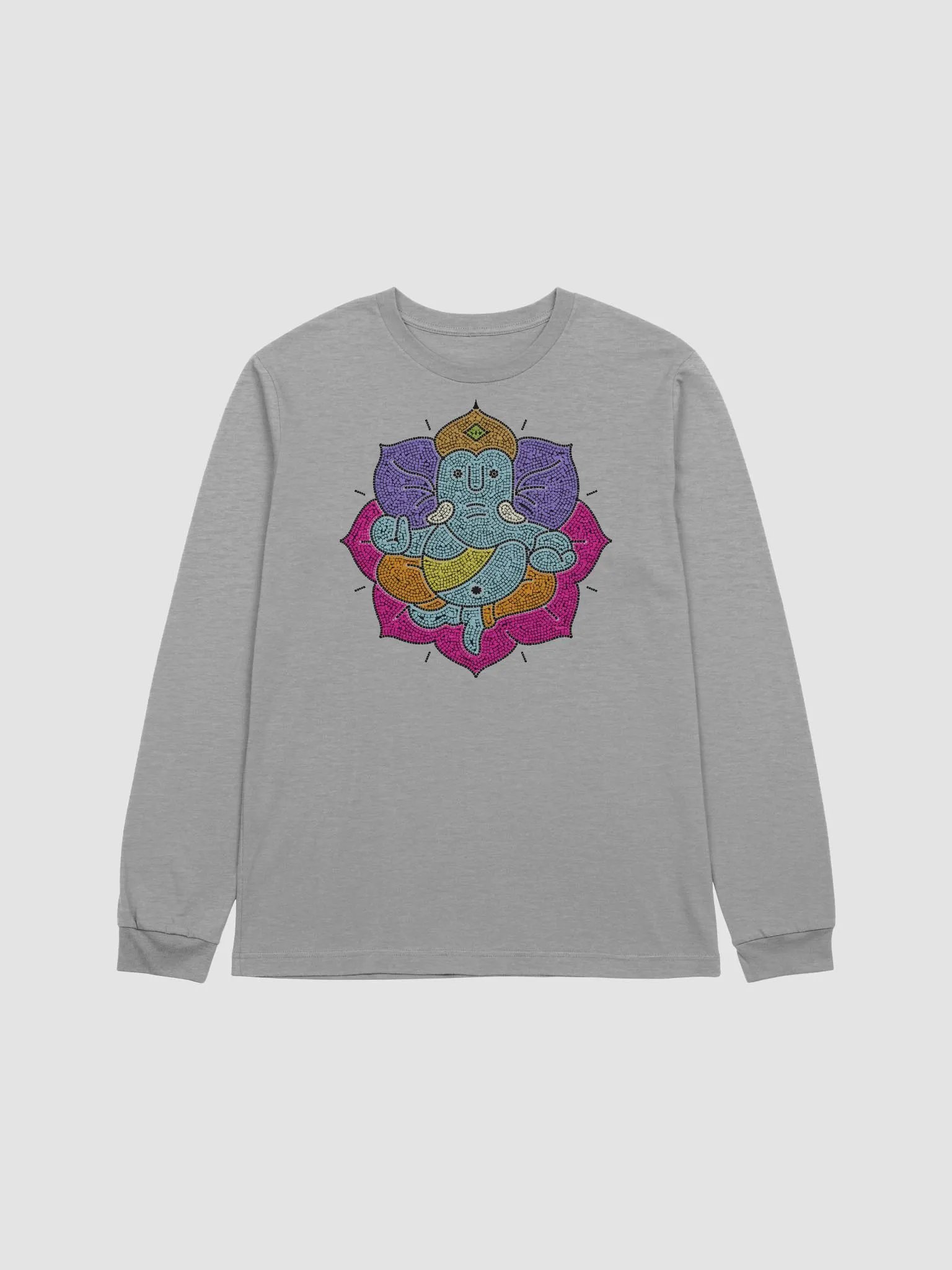 Ganesha Mosaic Lotus - Vibrant Spiritual Art - Long Sleeve Tee product image (6)