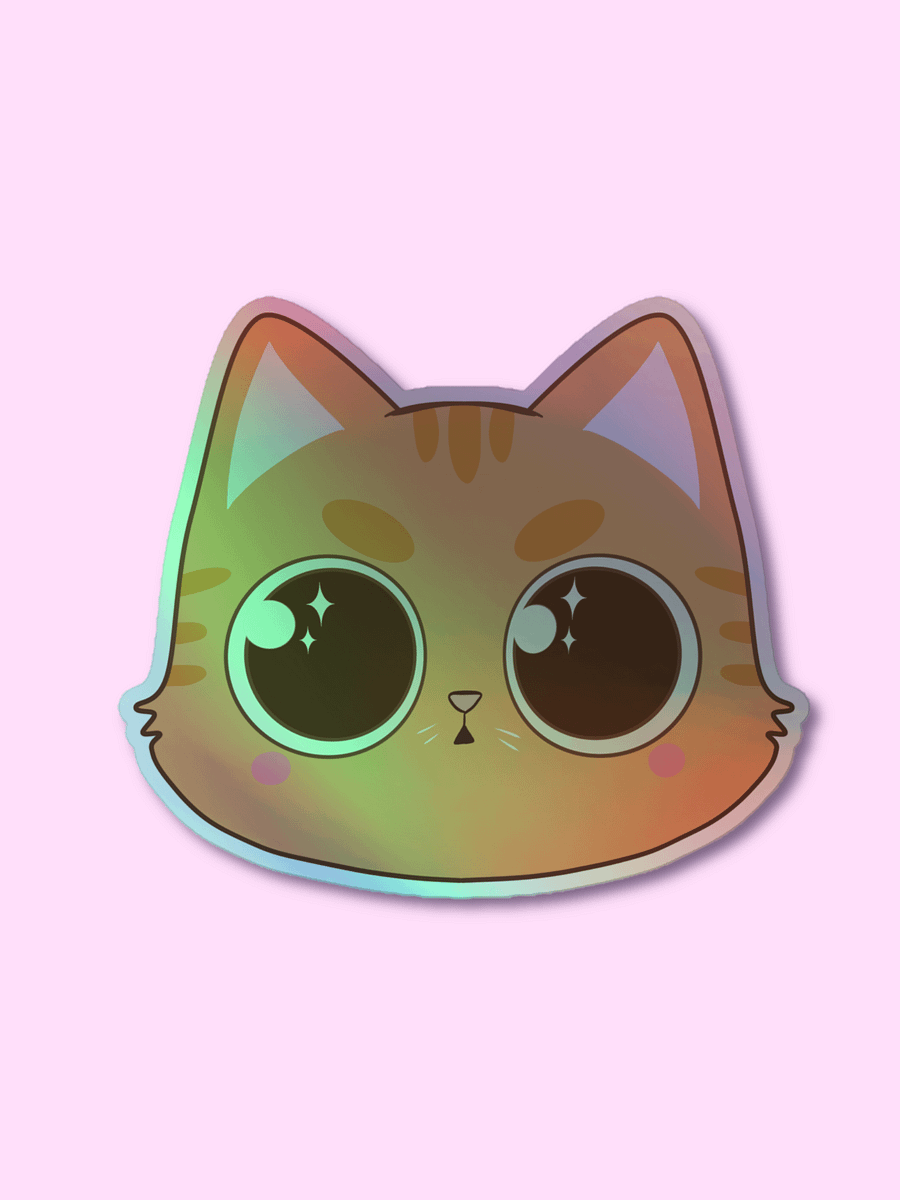 Sparkling Orange Cat Holographic Sticker product image (1)