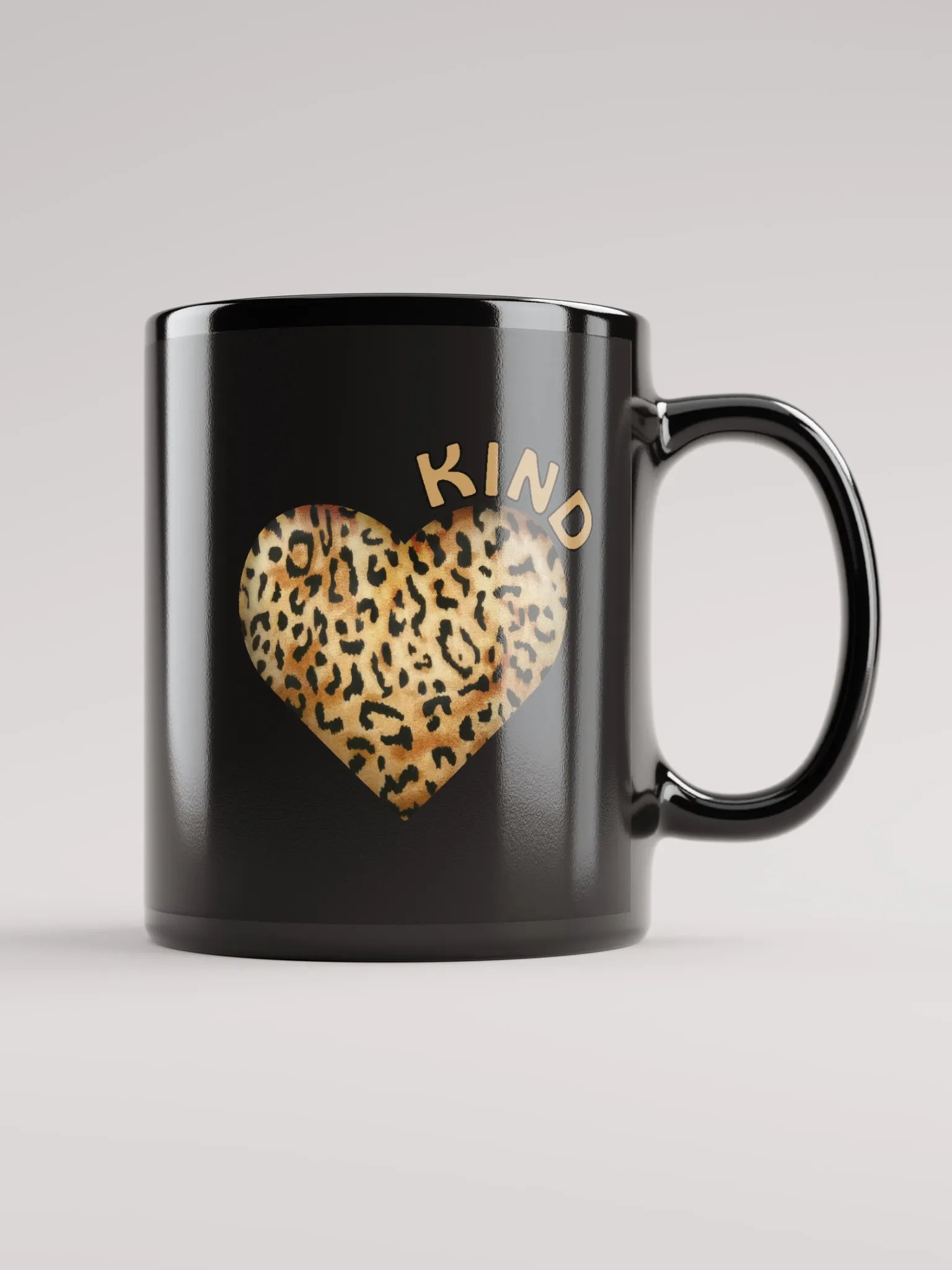 Leopard Skin Kind Heart in Orange Gold - black Mug product image (1)