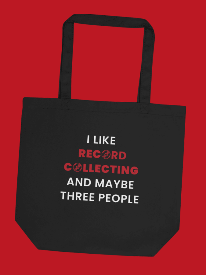 "I Like Record Collecting and Maybe Three People" Black Tote product image (1)