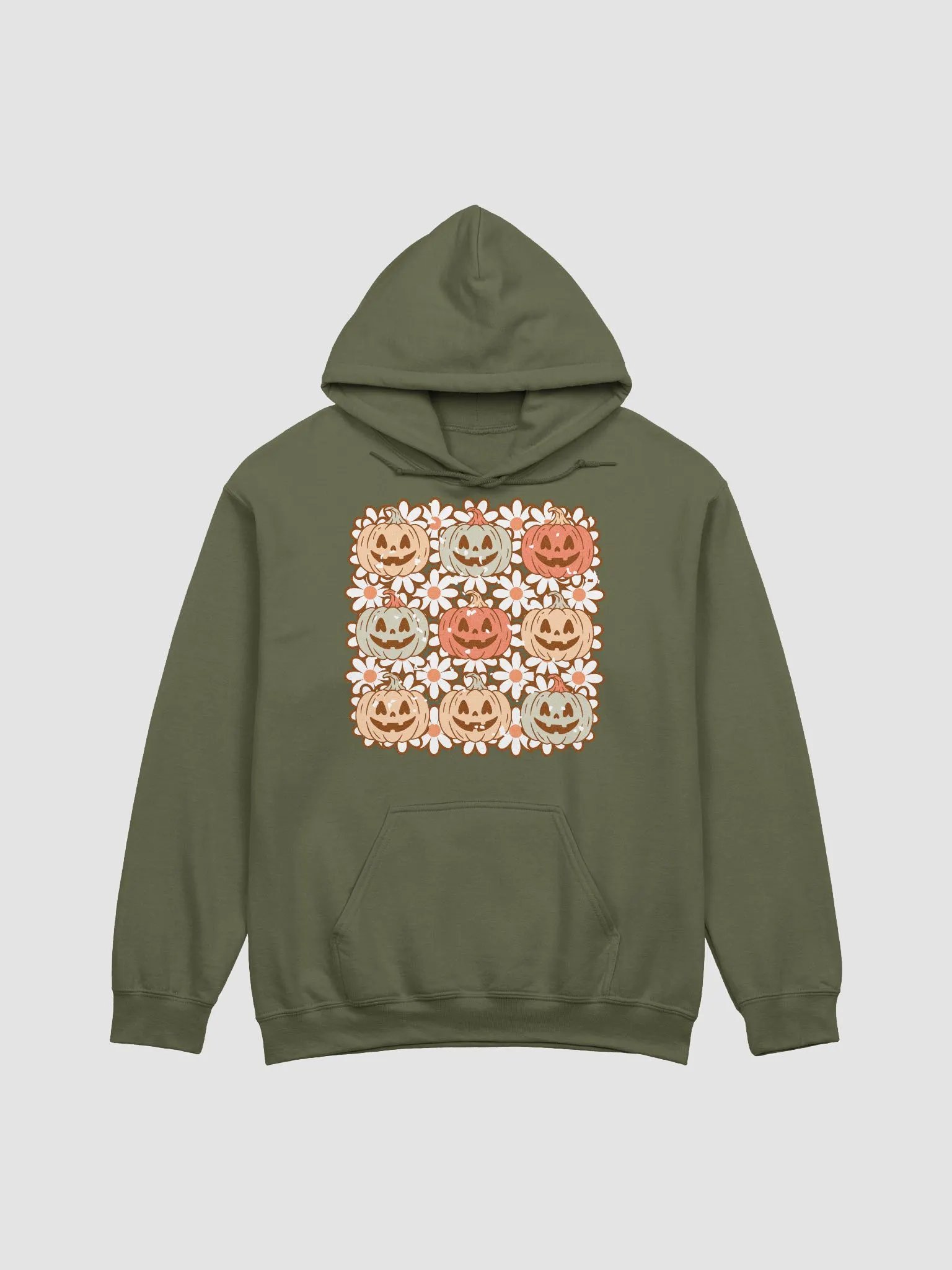 A Grid of Pumpkins and Flowers Hooded Sweatshirt | Cute Fall and Halloween Hoodie Design product image (29)