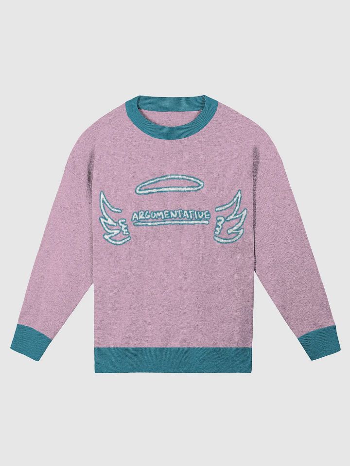 ANGELIC (lg. lined design, lilac and teal) knitwear relaxed crewneck product image (2)