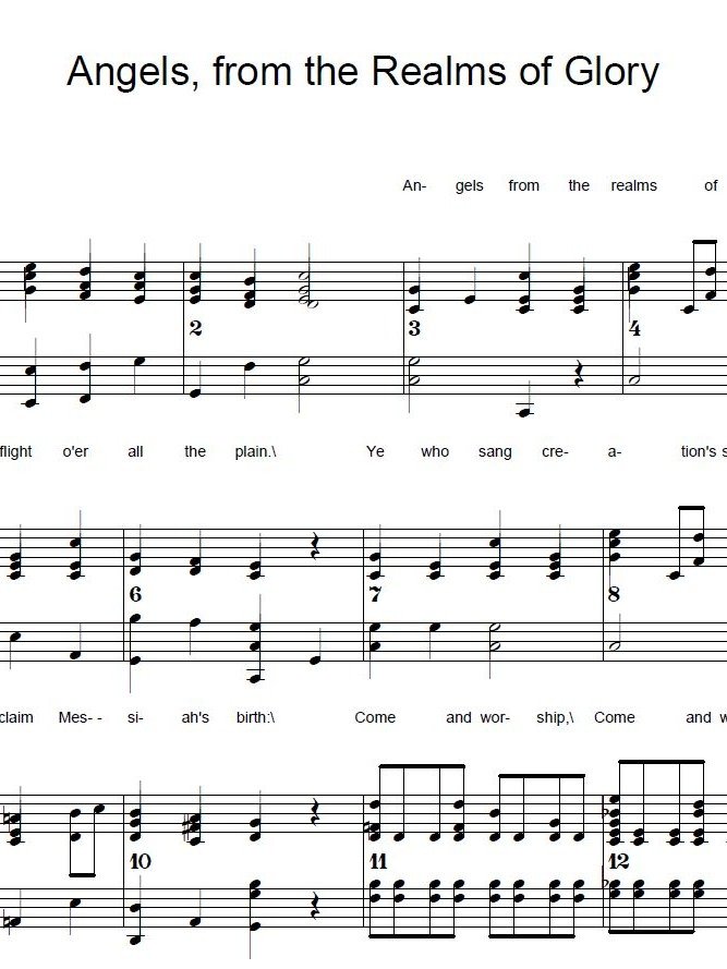 Angels, from the Realms of Glory - Christmas - Piano sheet music product image (1)